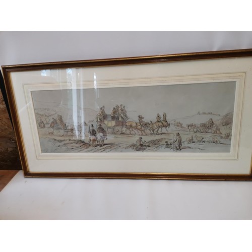 267 - Hablot Knight Browne (Phiz) 1852 - 1882 signed watercolour and pencil sketch Coaching scene 25  cms ... 