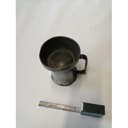 359 - 19th century shortened pewter tankard with inscription inside