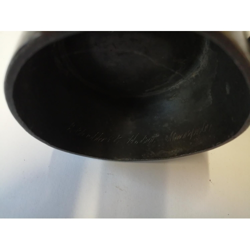 359 - 19th century shortened pewter tankard with inscription inside