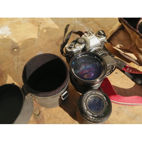 364 - Olympus camera with lenses in case