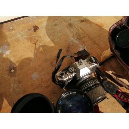 364 - Olympus camera with lenses in case