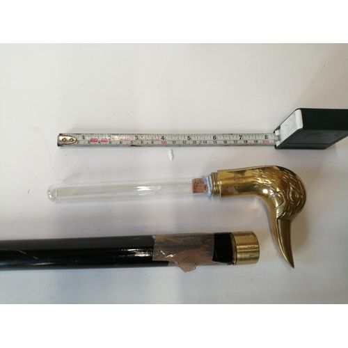370 - Vintage duck head walking stick adapted with glass vial