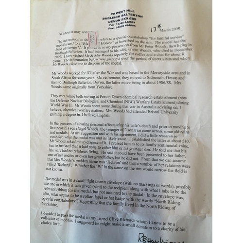 357 - Various military interest medals : Special Constable Medal awarded to Richard W Hebron