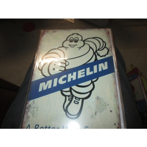 488 - Painted vintage style advertising sign :  Michelin  (20 cms x 30 cms)