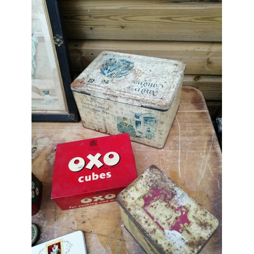 493 - Assorted vintage advertising tins : Oxo, Ogdens flake etc.