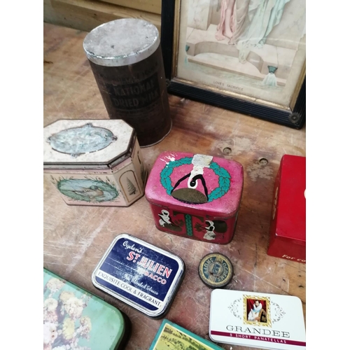 493 - Assorted vintage advertising tins : Oxo, Ogdens flake etc.