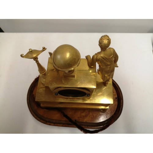 122 - Interesting and rare mid 19th century French Empire  mantle clock on a musical base. Classical figur... 