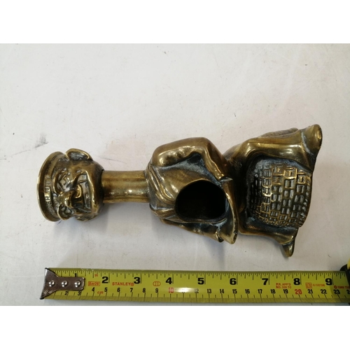 123 - Rare and unusual Victorian  Percussion Brass 'Tough Nut' Sailor On Lobster Pot Nutcracker,  the spru... 