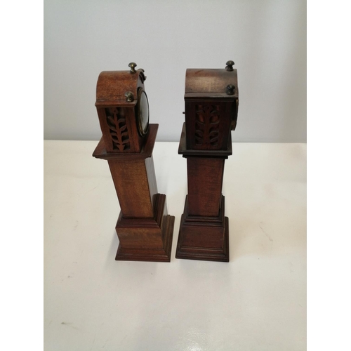 133 - Rare pair of apprentice pieces : Mahogany and figured walnut longcase clock and barometer modelled a... 