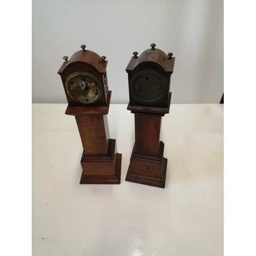 133 - Rare pair of apprentice pieces : Mahogany and figured walnut longcase clock and barometer modelled a... 