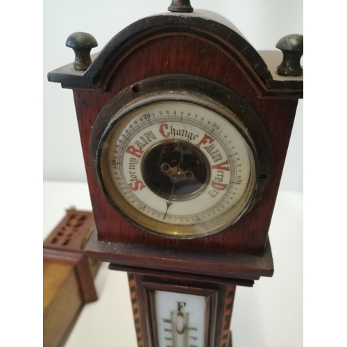 133 - Rare pair of apprentice pieces : Mahogany and figured walnut longcase clock and barometer modelled a... 