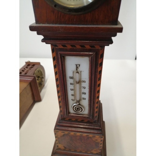 133 - Rare pair of apprentice pieces : Mahogany and figured walnut longcase clock and barometer modelled a... 