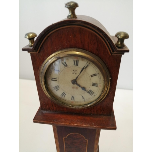 133 - Rare pair of apprentice pieces : Mahogany and figured walnut longcase clock and barometer modelled a... 