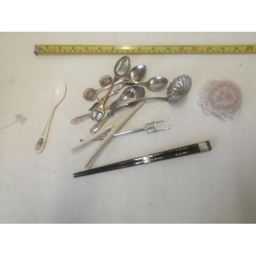 10 - Assorted collectors plated souvenir spoons, glove stretcher etc.