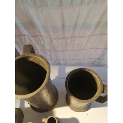 193 - 6 x continental vintage pewter tankards