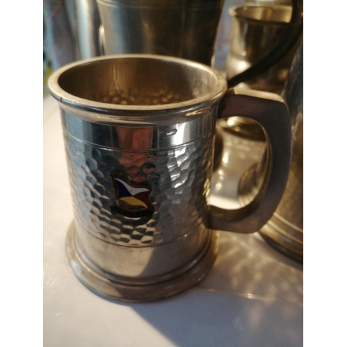 198 - Large collection of vintage pewter and metal tankards, 2 x shipping interest, 2 x glass bottom adver... 