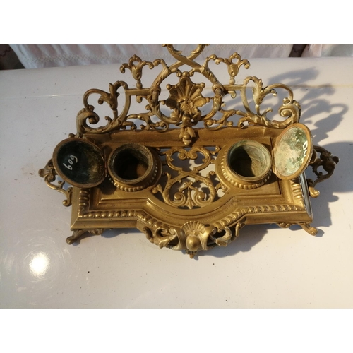 96 - Early 20th century brass inkwell no liners