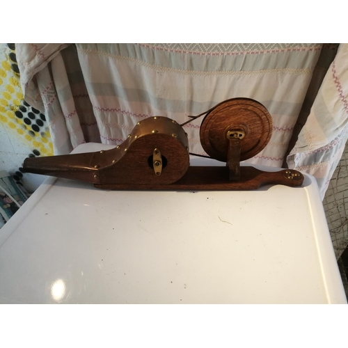 99 - Early 20th century brass and oak bellows, apiarist interest