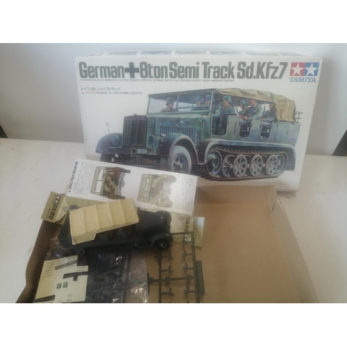 204 - Pemco crane car with boom tender & partially made Tamiya German Semi Track