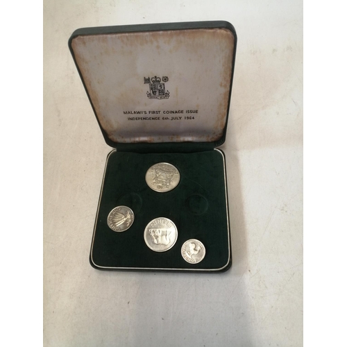 68 - Malawi four coin proof set 1964, impaired case