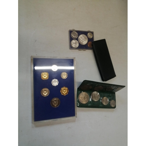 74 - Ceylon Seven coin proof set 1971 outer is absent, an attractive five coin Mint Set 1966 & other coin... 