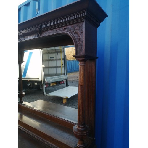 283 - Early 20th century oak mirrored back sideboard chiffonier with turned columns