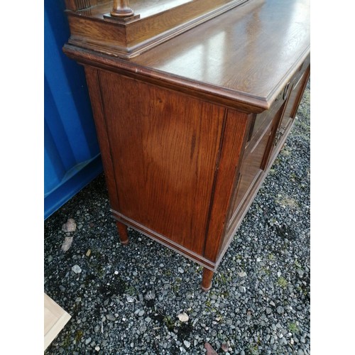 283 - Early 20th century oak mirrored back sideboard chiffonier with turned columns