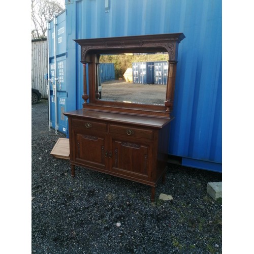 283 - Early 20th century oak mirrored back sideboard chiffonier with turned columns