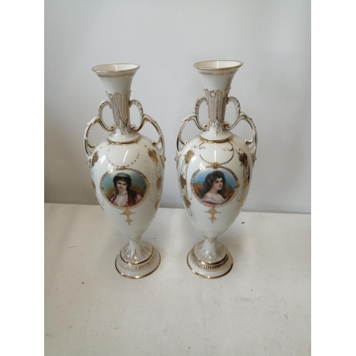 312 - Pair of early 20th century porcelain campana vase by Alexandra Porcelain of Austria