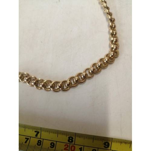 320 - Far Eastern unmarked but tested 14 KT  gold necklace constructed of hollow gold links 30.4 g