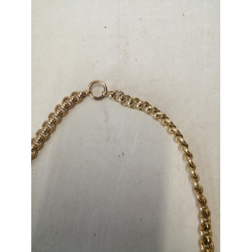 320 - Far Eastern unmarked but tested 14 KT  gold necklace constructed of hollow gold links 30.4 g