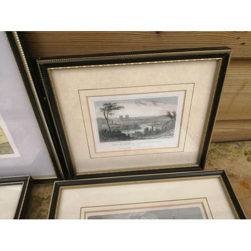 323 - Selection of assorted book prints and early 20th century mahogany framed mirror