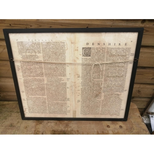 324 - Antique map of Devonshire, double framed