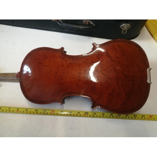 335 - Early 20th century violin, half back,  copy of Giovanni Paola Maggini, with paper label in case with... 