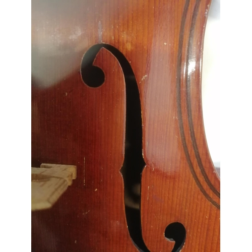 335 - Early 20th century violin, half back,  copy of Giovanni Paola Maggini, with paper label in case with... 