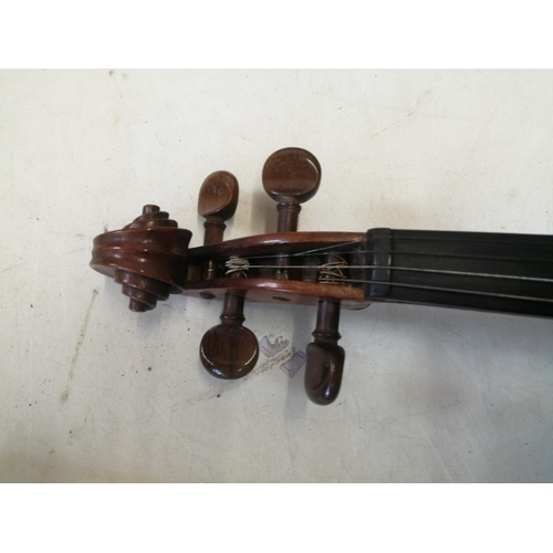 335 - Early 20th century violin, half back,  copy of Giovanni Paola Maggini, with paper label in case with... 