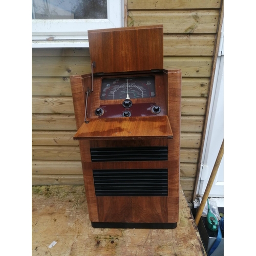 359 - Vintage floor standing model walnut case radio