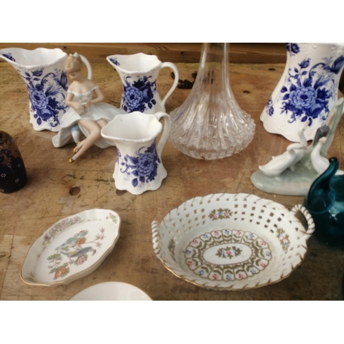 368 - Assorted decorative china and glass : decanters, Carlton ware etc.