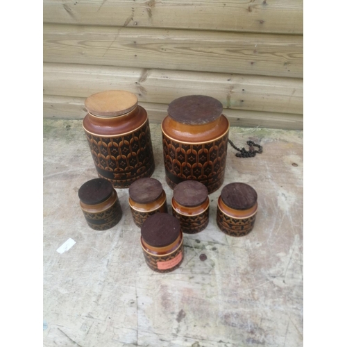 370 - Assorted sized Hornsea Pottery storage jars with lids