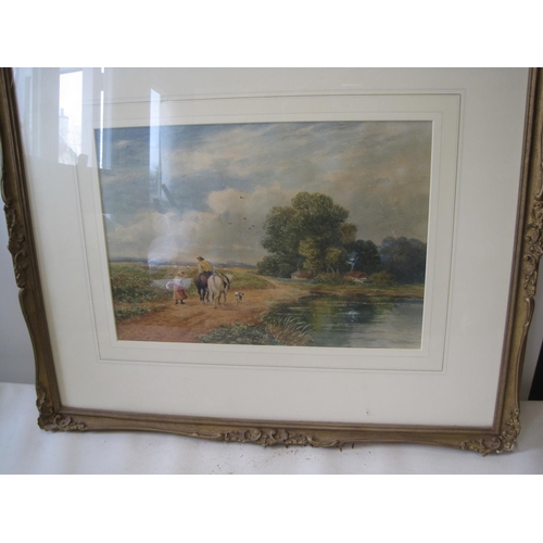 415 - 19th century English School Rural Landscape watercolour, framed and glazed 22 cms x 33 cms