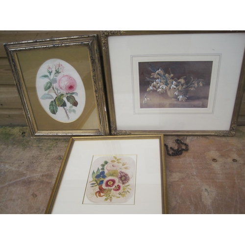 421 - 3 x Watercolours, still life scenes : Louise Aumonier RI S of Womens Artists