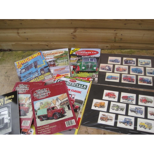 423 - Assorted transport related magazines & trade cards mounted as a display