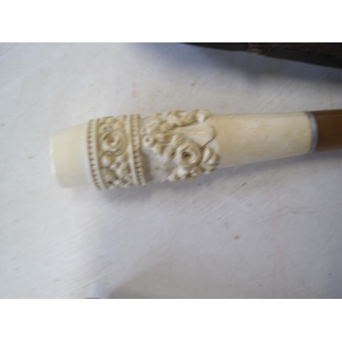 430 - Late 19th century carved meerschaum pipe & one cheroot holder