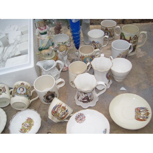 450 - Assorted decorative china and glassware : commemorative ware etc.