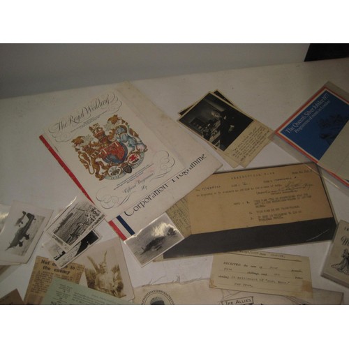 497 - A range of military and Royalty interest paper ephemera : identity cards, black and white photograph... 