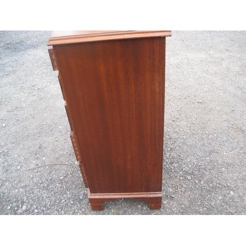 514 - Reproduction mahogany bow front chest of drawers with glass top 41 cms x 53 cms x 96 cms