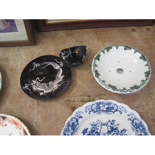 515 - China plates with damages , silk embroidery etc.