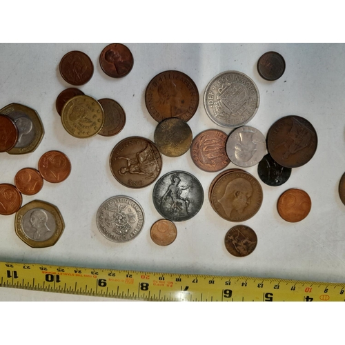 562 - Coins and Banknotes, some current or exchangeable & 4 x World War I silks