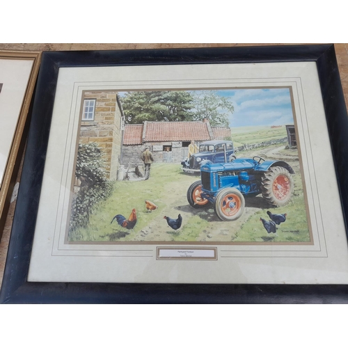 567 - 4 x framed and glazed prints, agriculture and automobilia interest