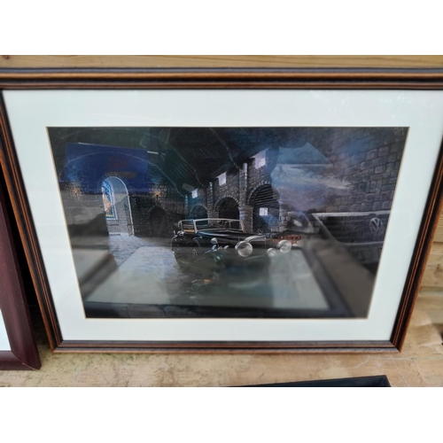 567 - 4 x framed and glazed prints, agriculture and automobilia interest